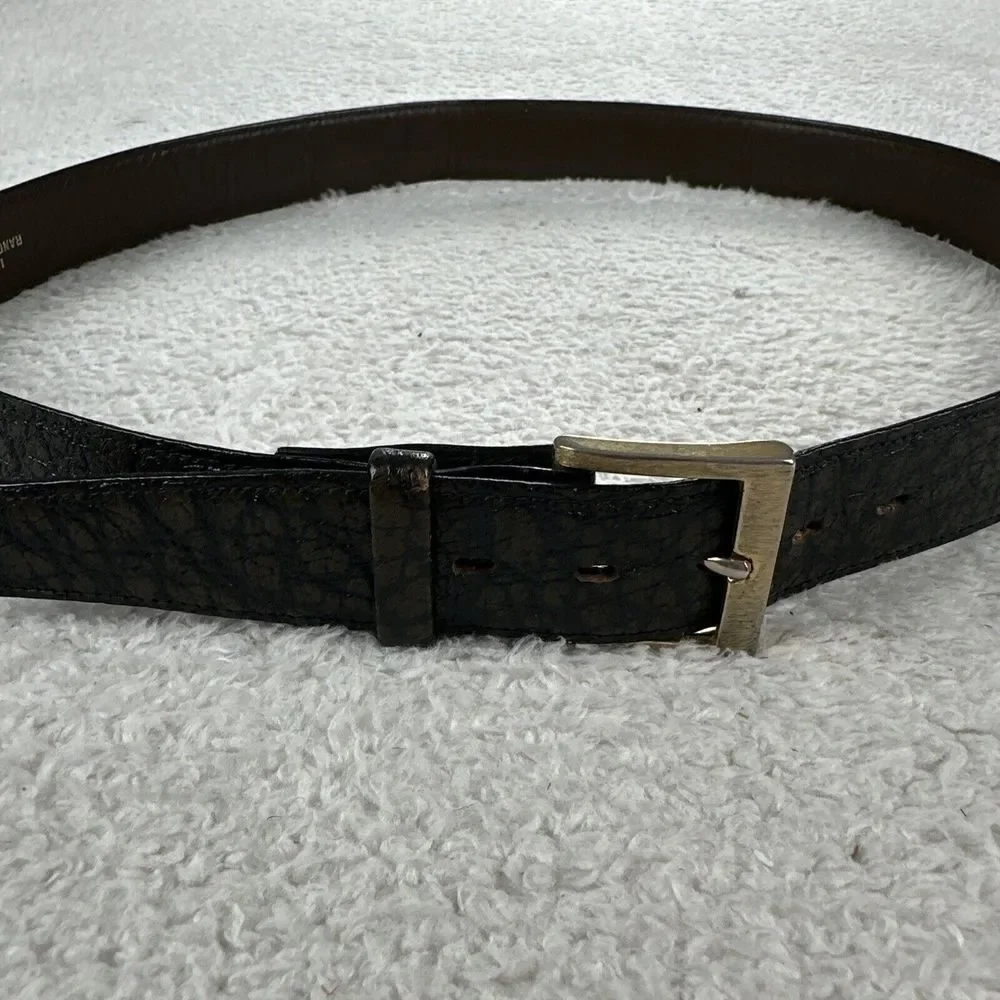 Buxton Genuine‎ Leather Textured Belt Men 36 Brown Imported Rangoon Buffalo 2390